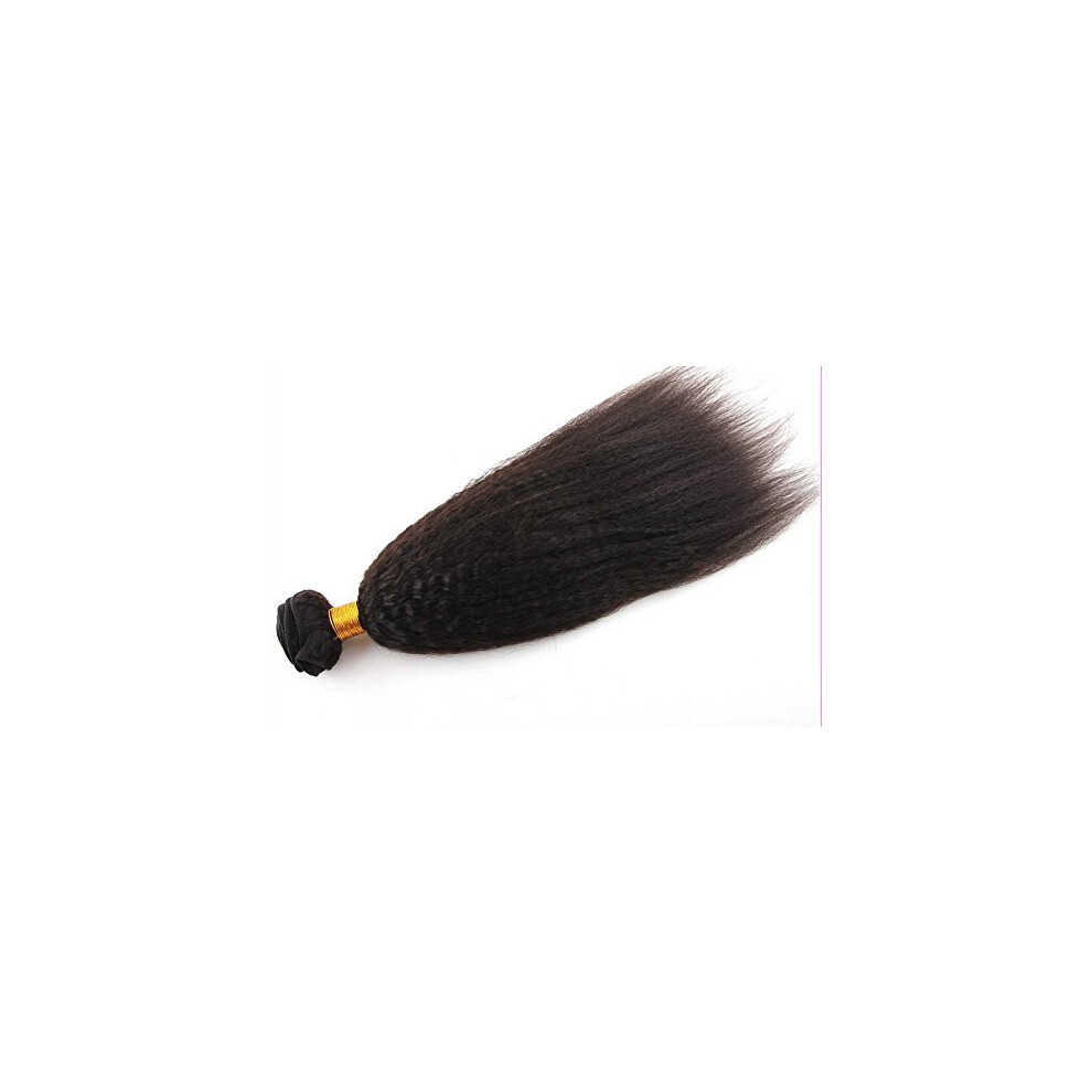 Unisex Brazilian Virgin Kinky Straight Hair Weft 28 Inches 100G Natural Color Human Hair Extension
