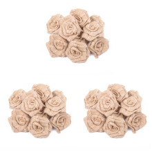 18 Pcs Decor Party Leis Handmade Rustic Rose Hessian Rose Flower Manual