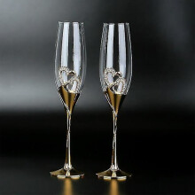 2pcs/set Wedding Crystal Champagne Glasses Gold Metal Stand Flutes Wine Glass Goblet Party Lovers Valentine's Day Gifts 200ml