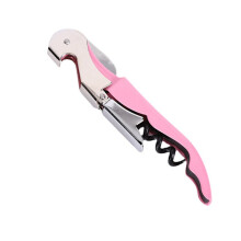 Pink Corkscrew Double Hinge Waiter Wine Key Bottle Opener with