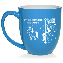 Physical Therapist Superstar Unicorn Funny Ceramic Coffee Mug Tea Cup Gift for Her, Him, Friend, Coworker, Wife, Husband (16oz Light Blue)