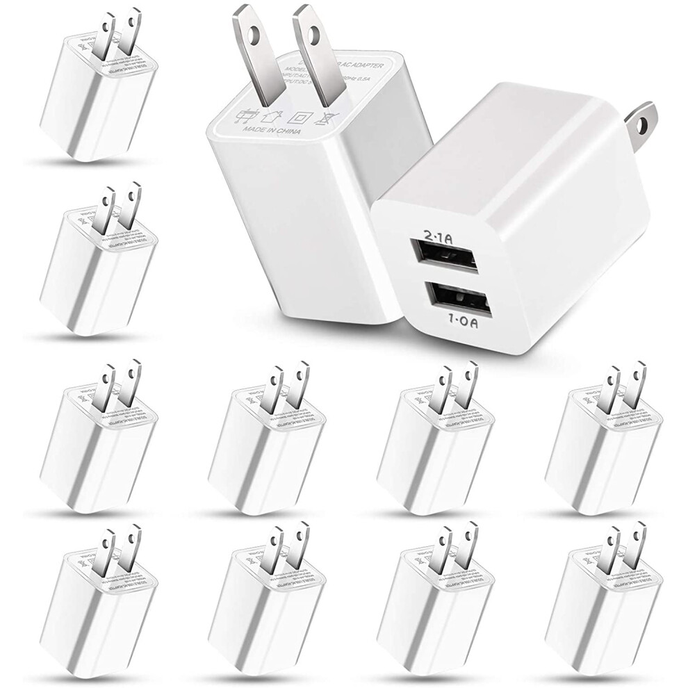 5V 2.1A Dual Usb Wall Charger, Portable Power Adapter Compatible With Iphone 11 12 13 14 15, Samsung, Xiaomi, Huawei, Android Phones 9338982162616
