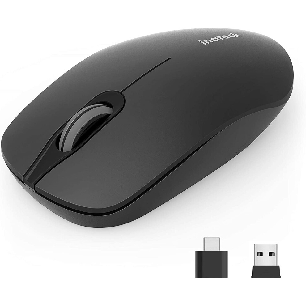 Wireless Mouse 2.4G Slim Mouse With 2 Nano Receiver Usb A/Usb C, Noiseless Mouse, Compatible With Notebook, Pc, 9499224719972