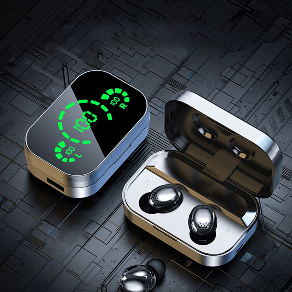 Eqwljwe Digital Display Touch-Control Wireless Bluetooth 5.3 Hi-Fi Earphones, Compatible With Ios/Android, Ipx5 Waterproof Tws Headset Black 9499224720633