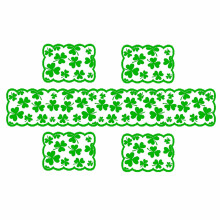 Begine Clearance Irish Festival Shamrock Table Runner St. Patrick's Day Decorative Table Runner Placemat Set,1X Table Mat, 4X Place Mats