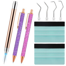 ckepdyeh 10Pc Pin Pen Vinyl Weeding Tool Kit,LED Weeding Tools with Light for Vinyl,5 Pen ,2 Air Release Pen,2 Vinyl Squeegee