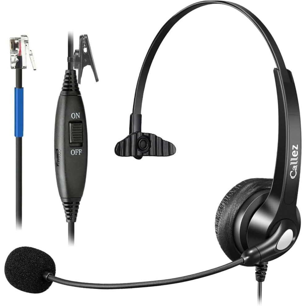 Rj9 Phone Headset With Noise Cancelling Mic & Mute Switch, Corded Telephone Headset For Cisco 8851 8845 8841 9353595220614