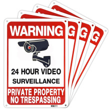 You're on Camera" High-Visibility Security Warning Sign, Aluminum, 10x7 Inches, UV Printed, Pack of 4, Outdoor Camera Alert Signage