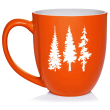 Pine Trees Hiking Mountains Camping Outdoors Ceramic Coffee Mug Tea Cup Gift (16oz Orange)