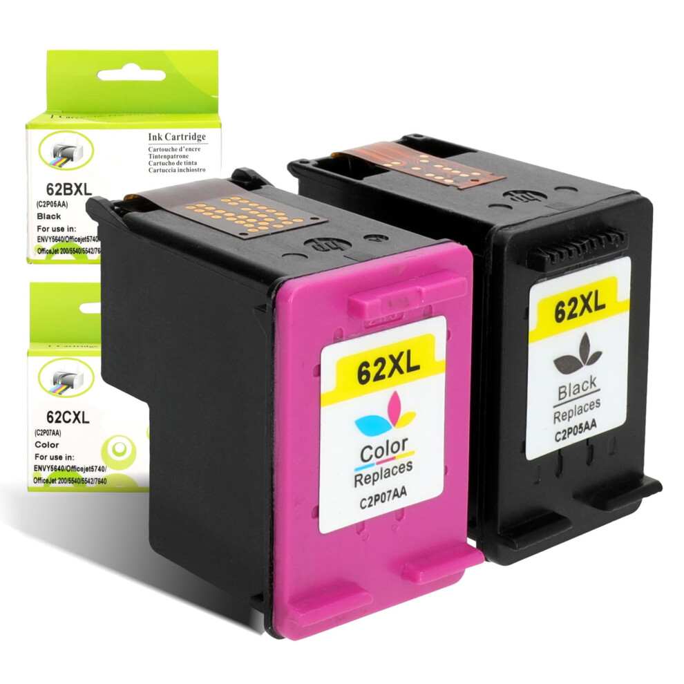 62Xl Ink Cartridge Combo Pack, & Color, Compatible With Hp 62XL 62 Xl, High Yield For Envy 7640/5540/5660/5640/7644/7645, Officejet Black 9499224720824