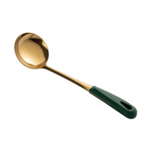 Stainless Steel Soup Spoon Soup Drain Spoon INS Ink Green Gold-Plated Light Luxury Kitchen Tools