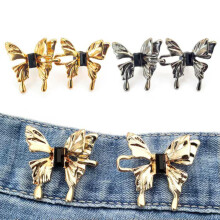 RSAMD Reusable Butterfly Shaped Metal Buttons Snap Fastener Pants Pin RetractabJO-Gold-