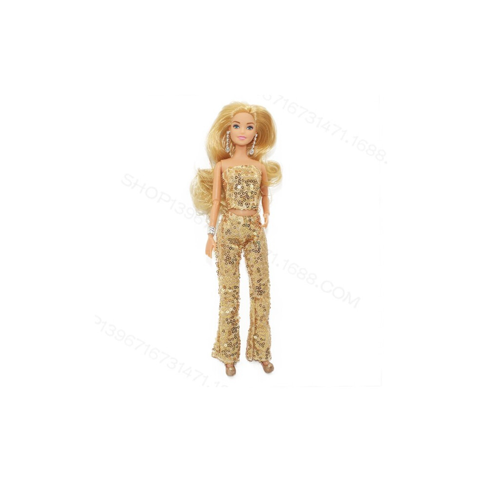 Barbie The Movie doll, Margot Robbie as Barbie, collectible doll in gold disco jumpsuit with shiny curls and golden heels