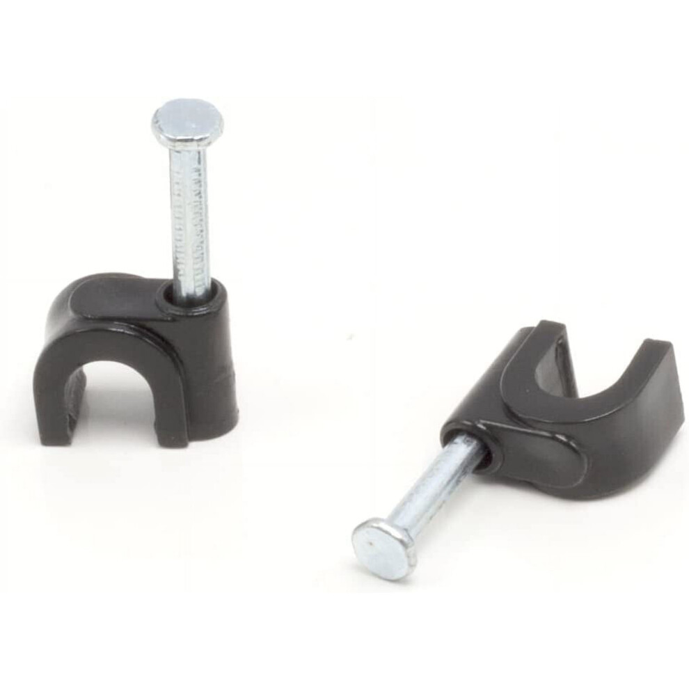 Single Coaxial Cable Clips, Cat6, Electrical Wire Cable Clip, 1/4 In (6 Mm) Nail Clip And Fastener, Black (100 Pieces 9402001800930