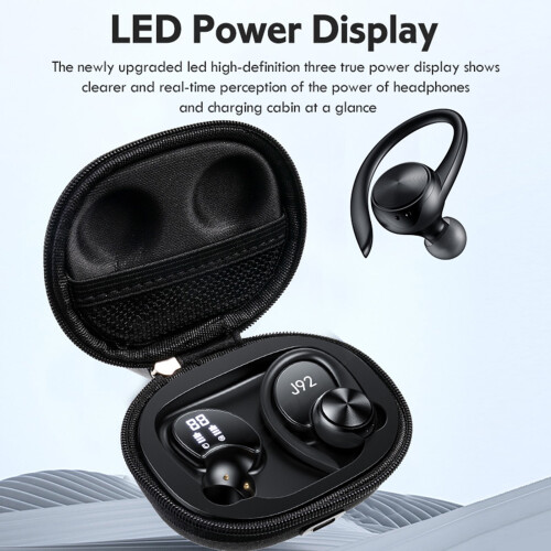 SUSUchens J92 Wireless Earbuds, HiFi Noise Cancelling, LED Display, Bluetooth 5.0, compatible with iPhone, Android, Black 2