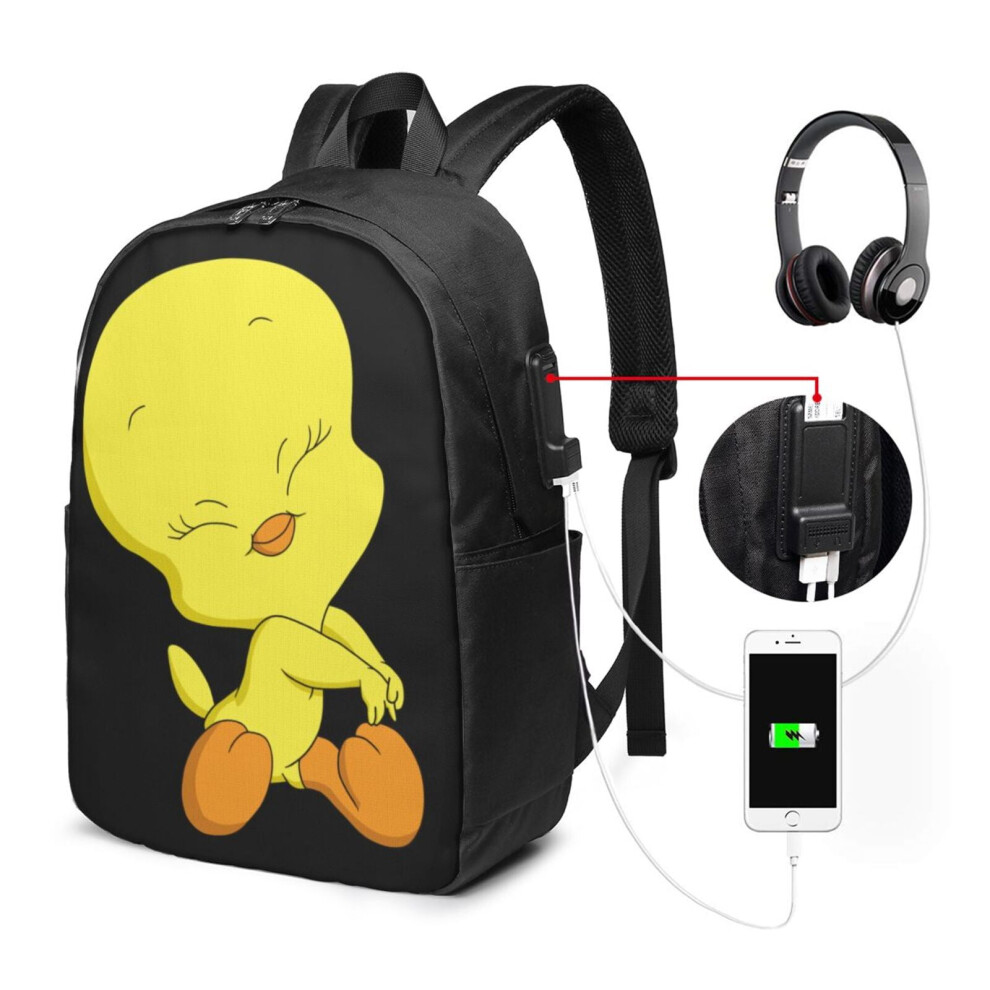 Tweety Bird Travel Laptop Backpack, Water Resistant Anti-Theft Bag With Usb Charging Port, 17 Inch Computer Backpacks Compatible With Macbook Pro For 9402001801722