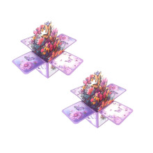Xubond 3D Butterfly Bouquet Greeting Card, Purple, Compatible with Fresh Cut Paper Up, Birthday Graduation Gift