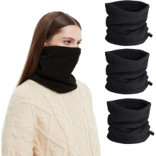3 Pack Winter Neck Warmer Neck Gaiter with Adjustable Drawstring, Fleece Skiing Cycling Windproof Balaclava Scarf For Men Women