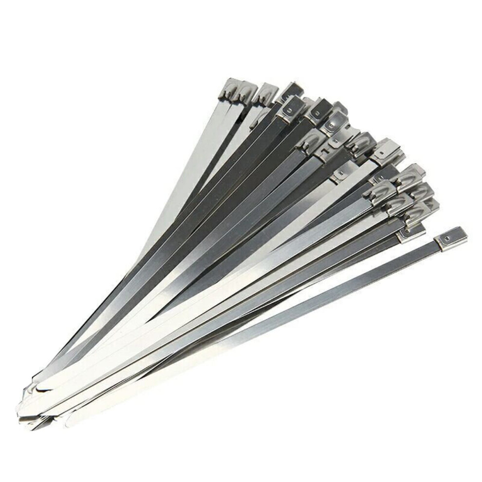 100 Pcs Self-Locking Stainless Steel Cable Ties Wire Cable Tie Zips - 4.6X150mm (Silver) Silver 9402001800947