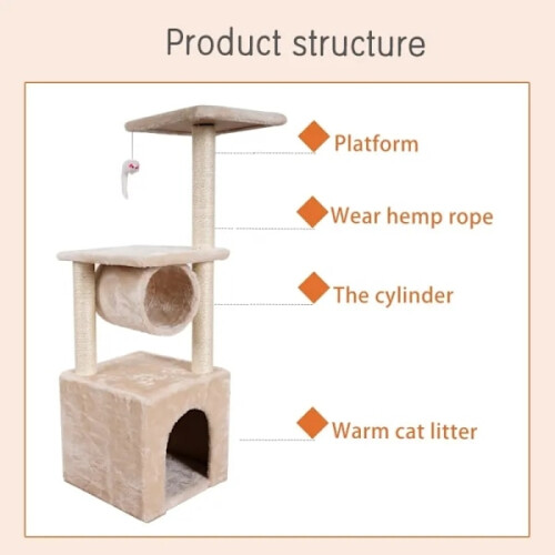 Cat Tree / Scratching Post / Scratching Post for Cats - 90 cm Beige 2