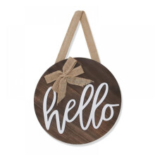 Hello Sign for Home Decor - Front Door Decor Rustic Farmhouse Sign Round Wooden Hanging Doors Sign