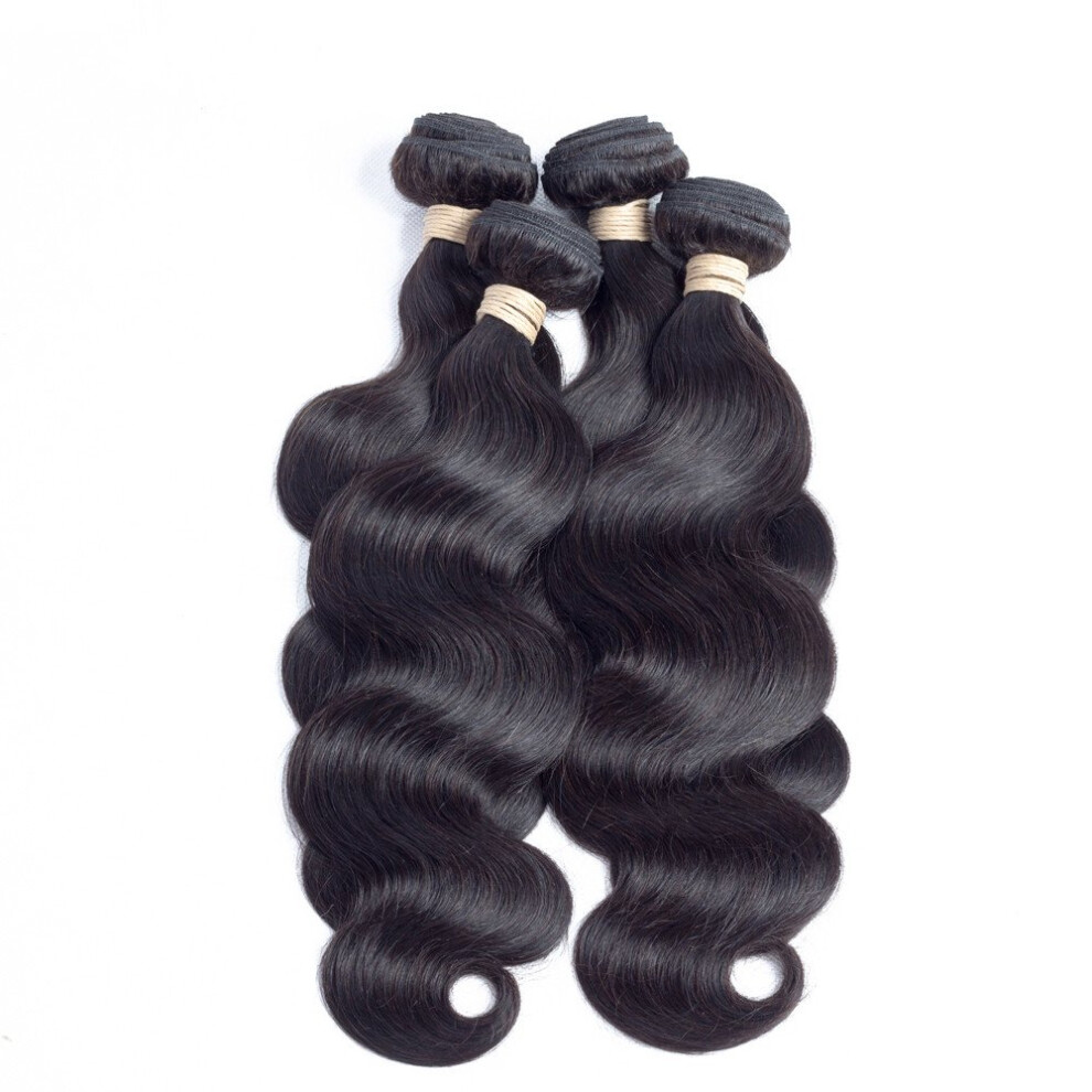 Unisex Cambodian Virgin Hair Body Wave Bundles 14 Inch Human Hair Weave Extensions Natural Color Tangle