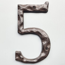 5 Inch Cast Iron House Number 5  Weatherproof Hammered Metal Address Numbers for Outdoor Use