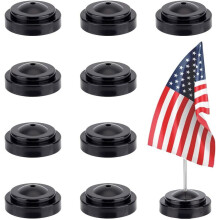 10Pcs Black Desk Flag Holders 5.2mm Hole, 2.5x0.9 Inch Round Base Stand for Office Garden Table Stick Flags, compatible with 5.2mm poles
