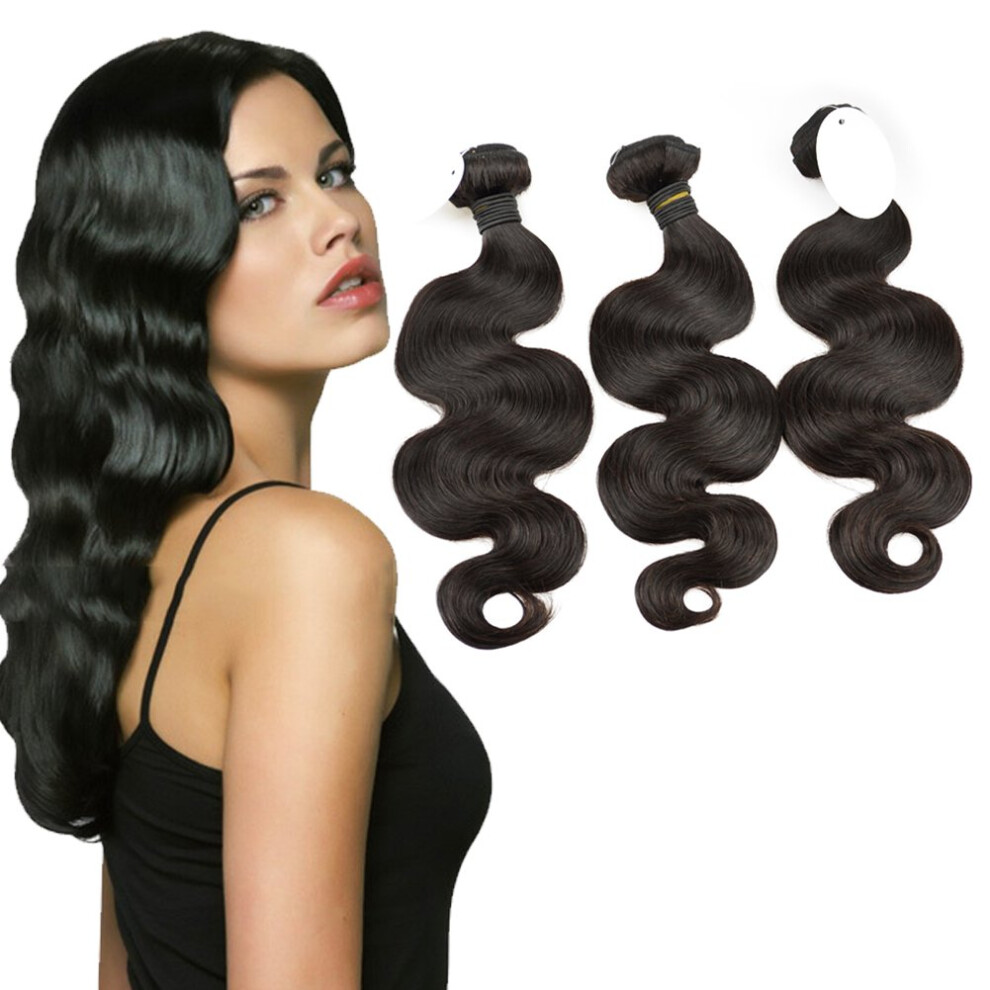 Unisex Black Brazilian Body Wave Hair Bundles 100% Unprocessed Remy Human Hair Extensions Natural Tangle