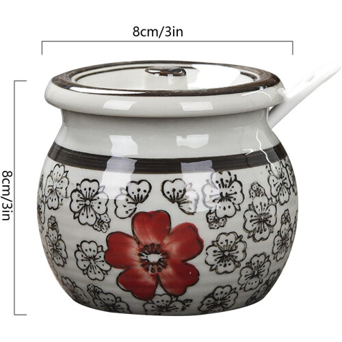 Sugar Bowl with Lid and Spoon, Ceramic Sugar Container for Coffee, Tea and Kitchen Storage 1