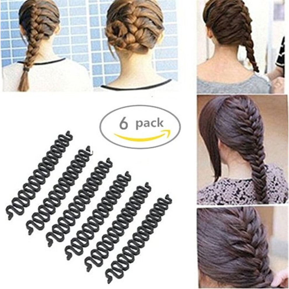 Unisex Black 6Pcs French Hair Braiding Tool Set And Bun Maker For Fast Diy Styling Durable Plastic
