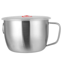 Stainless Steel Food Bowl with Lid, Large Capacity Rice and Noodle Bowl for Student Dormitory