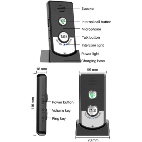Wireless Intercom System 2 Pack for Home and Office, Long Range Two Way Room to Room Communication 2