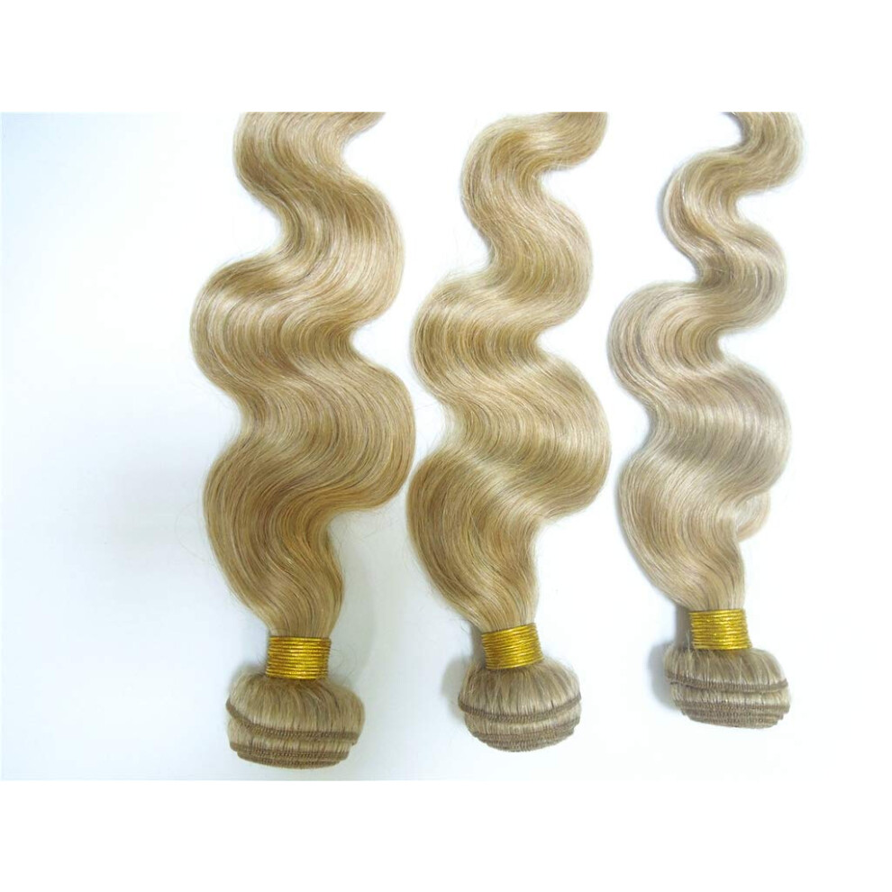 Unisex Blonde Brazilian Body Wave Human Hair Extensions 3 Bundles 100% Virgin Hair Weft 1028 Inch