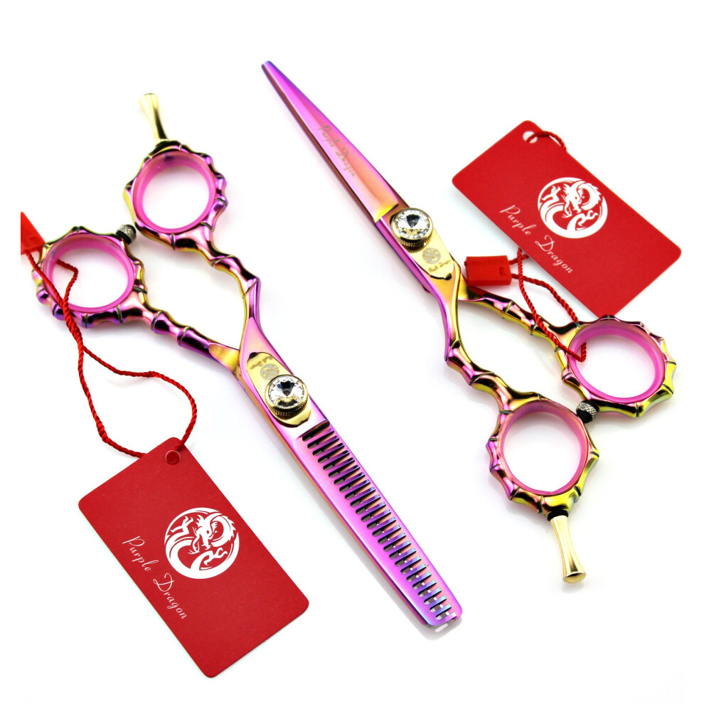 6 Inch Left Handed Hair Cutting Scissors and Thinning Shears Japanese 440C Steel
