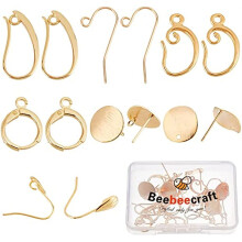 28Pcs 7 Style 18K Real Gold Plated Studs Earrings Hooks and Hoops Set with Loop