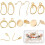 28Pcs 7 Style 18K Real Gold Plated Studs Earrings Hooks and Hoops Set with Loop 1