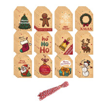 Christmas Tags Bags with Holes Cartoon Paper Gift Tags Hanging Labels for Party Wrapping Gifts Package Celebration Holiday