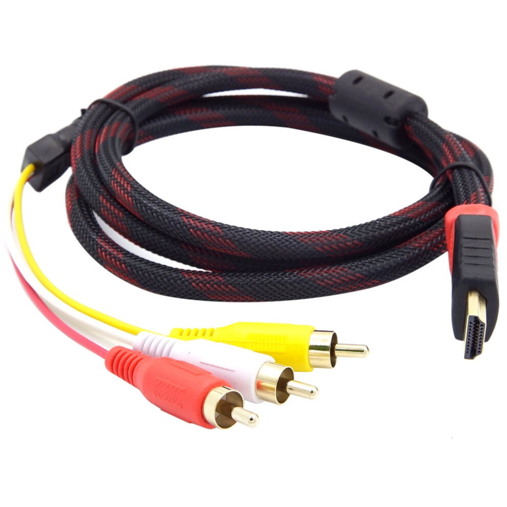 Susuchens Doonjiey Compatible With-Compatible Male To 3 Rca Av Composite Male M/M Connector Adapter Cable Cord 9322103144414