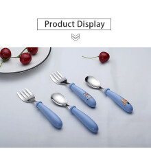 Kayannuo 304 Stainless Steel Kids Spoon and Fork Set, Baby Food Supplement Cutlery Combo, Kitchen Gadgets (Color: Green)