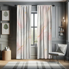 Ambesonne Pink Curtains, Art Marble Print Dreamy Lines, Pair of 28"x95", Blush Pale Cadet Blue