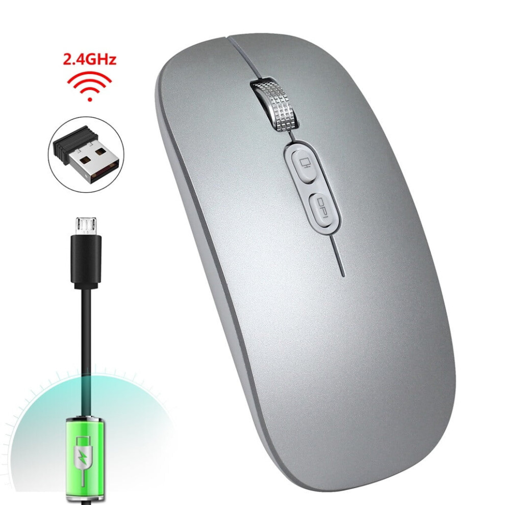 Rechargeable 2.4G Wireless Mouse Metal Noiseless Silent Mouse, Mouse 9322103952729
