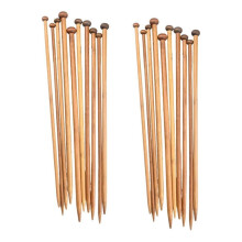 18 Pair 35cm Bamboo Knitting Needles Set Single Pointed Knitting Needles Handmade Long Sweater Straight Needle Kit for Home DIY Sewing (Deep Yellow)