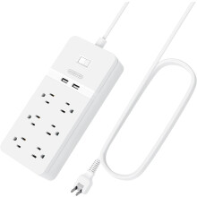 2 Prong Power Strip with 10ft Extension Cord, Flat Plug Surge Protector with 6 Outlets 2 USB Ports, 2 Prong