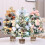 Jacenvly Mini Flocking Christmas Tree with Ornaments, Compatible with Halloween & Fall Desktop Decor, Blue 1