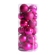 Staron Christmas Ornaments (Hot Pink), 6CM Christmas Ball, Holiday Tree Decoration, Multiple Styles for Party & Home
