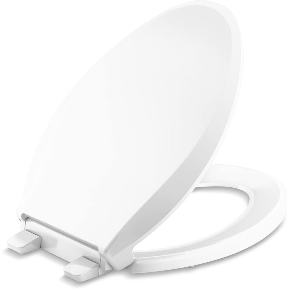 Kohler 4636-Rl-0 Cachet Readylatch Elongated Toilet Seat, Quiet-Close, Contoured Design, Grip-Tight Bumpers, White 9338982167468