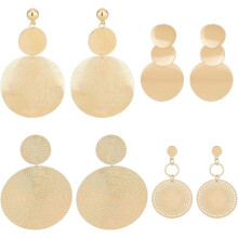 4 Pairs Bohemian Dangle Earrings, Gold Boho Statement Drop Earrings for Women, Circle Geometric Jewelry, Holiday Gift Compatible with Christmas DIY