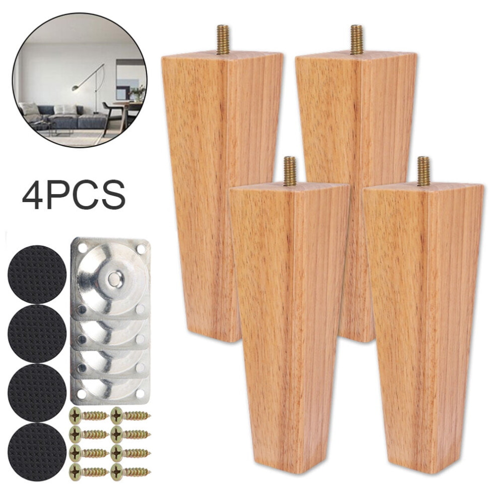 Miuline 4Pcs Wood Furniture Legs,Sofa Legs Solid Wood Square Walnut M8 Replacement Bun Feet For Couch Sofa Armchair 9353595226234