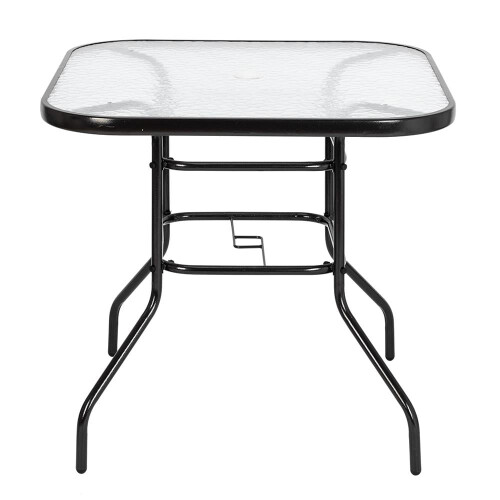 SamyoHome 32" Outdoor Patio Table Square Shape Steel Frame